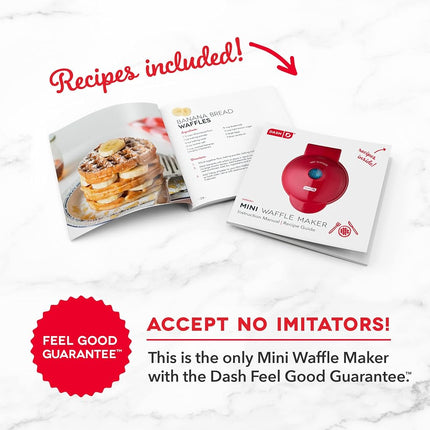 Dash Mini Waffle Maker- Waffle Maker for Breakfast & Snacks - Compact & Easy-to-Clean - nonstick surfaces - Fun & Portable Kitchen Essential - Red - 2-Pack