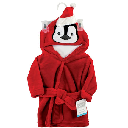 Hudson Baby Albornoz de felpa con cara de animal unisex para bebé, pingüino, 0-9 meses