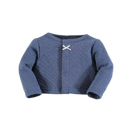 Hudson Baby Girls' One Size Quilted Cardigan and Dress, Blue Toile, 18-24 Months
