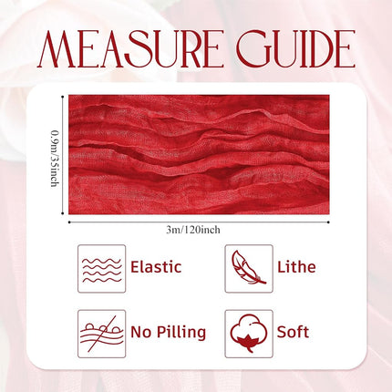 Wokceer Cheesecloth Table Runner Red 10FT Boho Gauze Runner, 6 Pack