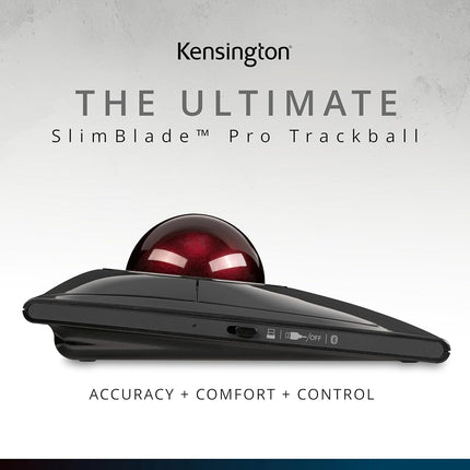 Kensington SlimBlade Pro Bluetooth Wireless Rechargable Ergonomic Trackball Mouse for Windows and macOS, Ambidextrous Design and Optical Tracking (K72080WW)