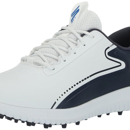 Skechers Men's Max 2 Arch Fit Waterproof Spikeless Golf Shoe Sneaker, White/Navy Blue, 10 UK Wide