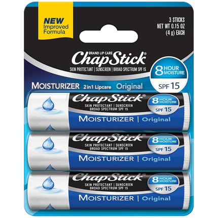 ChapStick Lip Moisturizer .15 Ounce, 3-Count Package (Pack of 12)