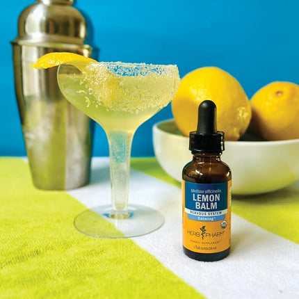 Herb Pharm Certified Organic Lemon Balm Liquid Extract for Calming Nervous System Support, Organic Cane Alcohol, 1 Ounce