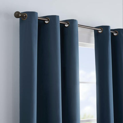 Eclipse Microfiber Total Privacy Blackout Thermal Grommet Window Curtain for Bedroom (1 Panel), 42" x 63", Navy