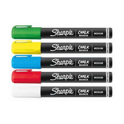 Sharpie Wet Erase Chalk Marker 5/Pkg-Blue, Green, Red, White & Neon Yellow