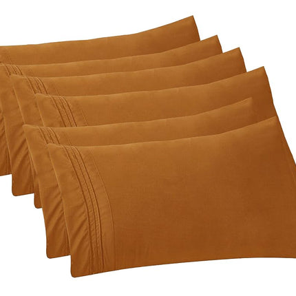 Elegant Comfort 6-Pack Solid Pillowcases 1500 Premium Hotel Quality Microfiber - Smooth Weave, Wrinkle and Stain Resistant, Easy Slip-On, 6-Piece Set, King Pillowcase, Bronze