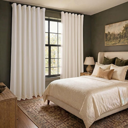 HPD Half Price Drapes Faux Silk Blackout Curtains 120 Inches Long for Bedroom & Living Room Vintage Textured Blackout Curtain (1 Panel), 50W x 120L, Off White