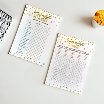 Baby Shower 2-in-1 Word Game | 5" x 7" | 12 Pcs