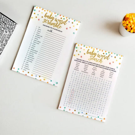 Baby Shower 2-in-1 Word Game | 5" x 7" | 12 Pcs