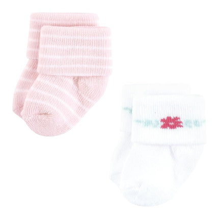 Hudson Baby Unisex Baby Cotton Rich Newborn and Terry Socks, Tiny Flowers, 6-12 Months, Tiny Flowers, 6-12 Months