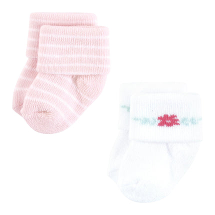 Hudson Baby Unisex Baby Cotton Rich Newborn and Terry Socks, Tiny Flowers, 6-12 Months, Tiny Flowers, 6-12 Months