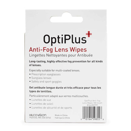 OptiPlus 100-Count Pre-Moistened Anti-Fog Lens Wipes, 6" x 5"