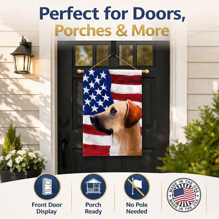Caroline's Treasures CK6436CHF Black Mouth Cur Dog American Flag Flag Canvas House Size, Large, multicolor
