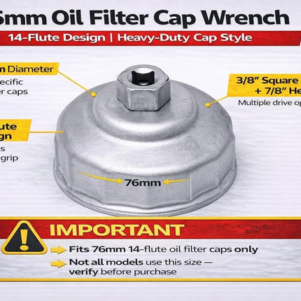 CTA Tools 2481 Heavy Duty Oil Filter Cap Wrench - 76mm x 14 Flute