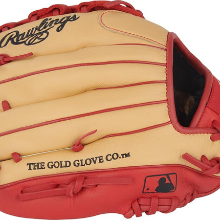 Rawlings | Guante de béisbol juvenil Select Pro Lite Series Corbin Carroll | 11" | Lanzamiento con la mano derecha | Camel/Scarlet