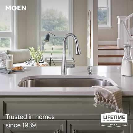 Moen Essie Single-Handle Pull-Down Sprayer Kitchen Faucet with Reflex and Powerclean in Chrome