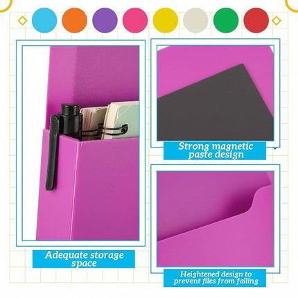Gilprop 8 Pack Magnetic File Folder Holder for Whiteboard Classroom Storage