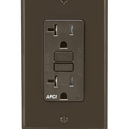 Receptáculo de interruptor de circuito por falla de arco SmartlockPro de Leviton AFTR2, 20 A, 120 V, marrón