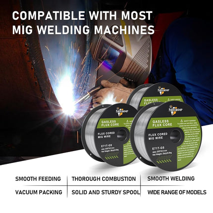 HAXIAOER Flux Core Welding Wire 0.9mm 1.0KG, E71T-GS MIG Welding Wire Mild Steel Gasless Welding Wire Without Gas-self Shielded Stainless Steel Wire for MIG Welders, 3 Pack