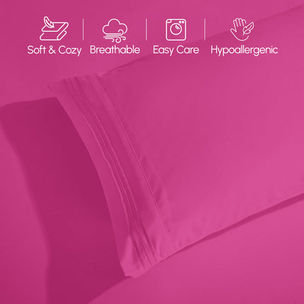 Elegant Comfort 4-Piece Bed Sheet Set - Luxury Bedding 1500 Premium Hotel Quality Microfiber, All Around Elastic 18-24 Inches Deep Fitted Sheet- Extra Deep Pocket Sheets, King, Hot Pink