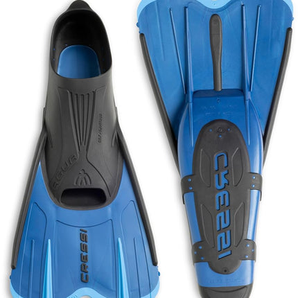 CRESSI Agua Short Fins Blue 8.5/9.5 (43/44 EU) - Self Adjusting Short Fins for Diving, Apnea, Snorkeling and Swimming, Blue, 8.5/9.5 (43/44 EU)