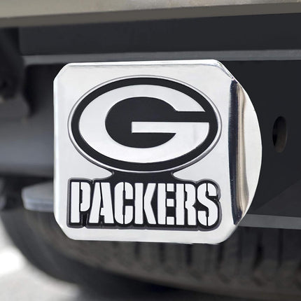FanMats 21525: Green Bay Packers Black Metal Hitch Cover with Metal Chrome 3D Emblem