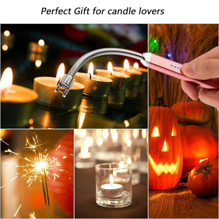 MEIRUBY Electric Arc Lighter USB Rechargeable Candle Camping BBQ Christmas Stocking Stuffers Gifts for Men Women Rose Gold