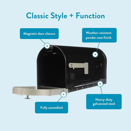 ARCHITECTURAL MAILBOXES BM16BSNEC Brunswick Post Mount Mailbox, Black and Satin Nickel, L