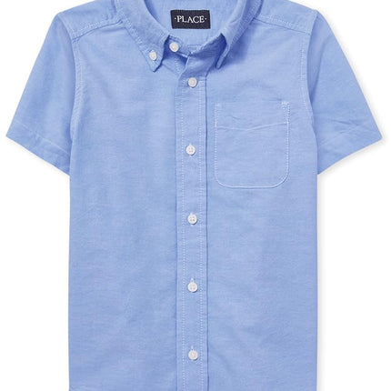 Chemise Oxford à Manches Courtes The Children's Place pour Garçon, Bleu Clair, TXXL