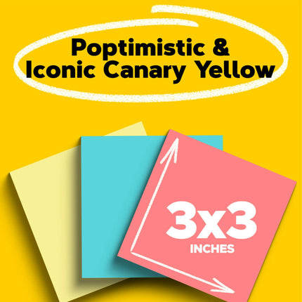 Blocs-notes Post-it, 7,6 cm x 7,6 cm, 14 blocs de notes autocollantes, 100 feuilles par bloc, collection Poptimistic, fournitures scolaires et de bureau, les notes Post-it originales