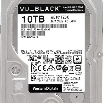 WD_BLACK 10TB Performance 3.5" Internal Hard Drive - 7200 RPM Class, SATA 6 Gb/s, 256MB Cache, 5 Year Warranty