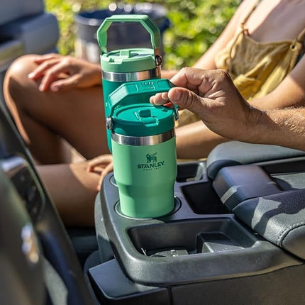 STANLEY IceFlow Stainless Steel Tumbler - Vacuum Insulated Water Bottle for Home, Office or Car Reusable Cup with Straw Leak Resistant Flip Cold for 12 Hours or Iced for 2 Days, Jade, 20OZ