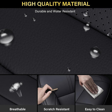 Coverado Chevy Silverado Car Seat Covers, Waterproof Car Seat Protectors Fit for 2014-2018 Chevy Silverado GMC Sierra 1500 and 2015-2019 2500HD 3500HD Crew Cab(Full Set, Black)