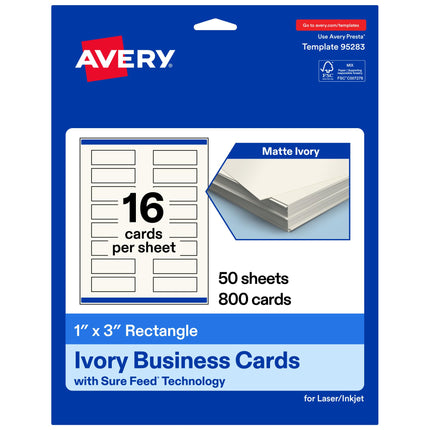 Avery Printable Rectangle Mini Business Cards, Sur