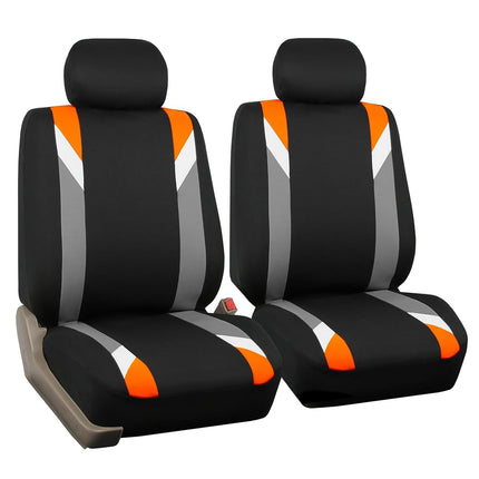 FH Group Three-Row Premium Modernistic Full Set Car Seat Covers, 7 Seater Covers - Universal Fit for Cars Trucks and SUVs Orange/Black