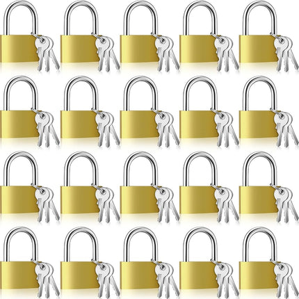 Yaocom 18 Pcs Solid Brass Keyed Padlock, Small Yel