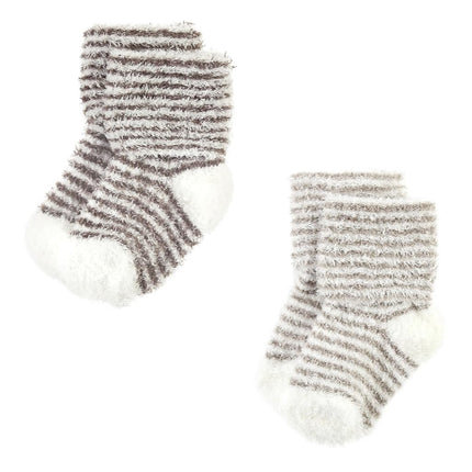 Hudson Baby Calcetines de Felpa y Algodón Rico para Bebé Unisex Recién Nacido, Raya Beige, 6-12 Meses, Paquete de 8 Rayas Beige, 6-12 Meses