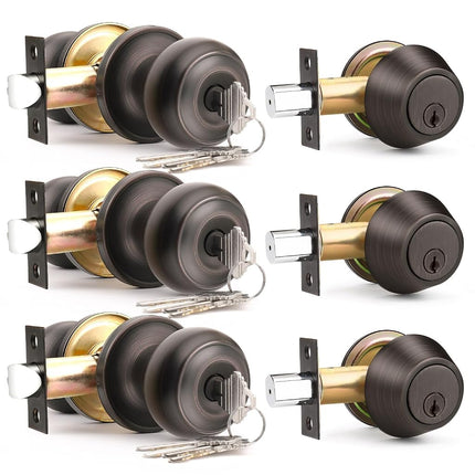 Brotima 3 Pack Keyed Alike Front Door Knob and Dea