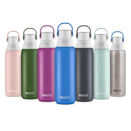 Botella de agua filtrada Brita con aislamiento y pajita, reutilizable, plástico sin BPA, Sea Glass, 768 ml