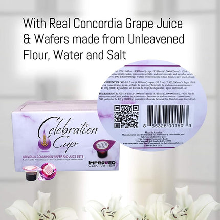 Celebration Cup Pre-Filled Communion (Box of 100). Wafer & Juice All in One Communion Set