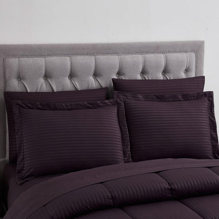 Sweet Home Collection 2 Pillowcases & 2 Shams & Bed Skirt All Season Warmth, Fine Double Brushed Microfiber/100% Fiber Fill, Dobby Purple, Queen