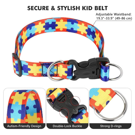 HOOMTREE Safety Waist Leash Belt for Kids with Autism, Hands-Free Waist Link with 3 Padded Handles and Durable Bungee, Secure Public Walking for Special Needs ADHD/ASD Autistic Children