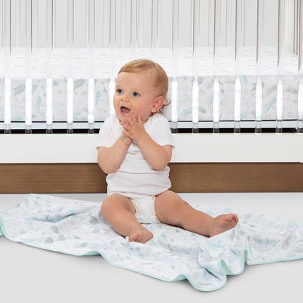 Delta Children 100% Organic Jersey Cotton Baby Receiving Blankets for Girls and Boys – 30x40 Inches - GOTS Certified (Pack of 2), Sea Life