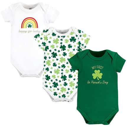 Hudson Baby Baby Cotton Bodysuits, St Patricks Rainbow, 0-3 Months