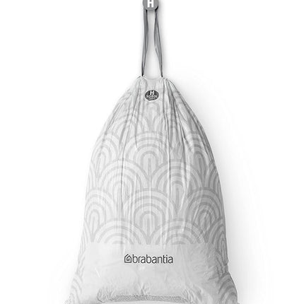 Brabantia 138782 PerfectFit Bin Liners Multipack (Size H/50-60 Litre) Thick Plastic Trash Bags with Tie Tape Drawstring Handles (120 Bags), White