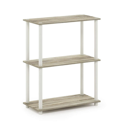 Furinno TURN-N-TUBE Storage Shelves, 3-Tier Book Shelf, Corner Shelf, Toolless Open Shelves, for Organization and Storage, Living Room, Garage, Home Office, Sonoma Oak