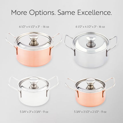 Restaurantware - Cocotte individuelle avec couvercle, 473 ml, 1 cocotte individuelle incassable – Poignées intégrées, durable, cocotte à soupe en acier inoxydable, cuisine et sert des portions individuelles,