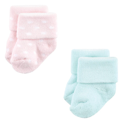 Luvable Friends Unisex Baby Newborn and Baby Terry Socks, Coral Mint Aztec, 6-12 months