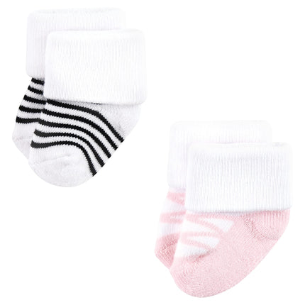Luvable Friends Women's, Pink Black Ballet 12-Pack, Unisex Newborn and Baby Terry Socks, 0-6 Months, XX-Large (Pack of 12)